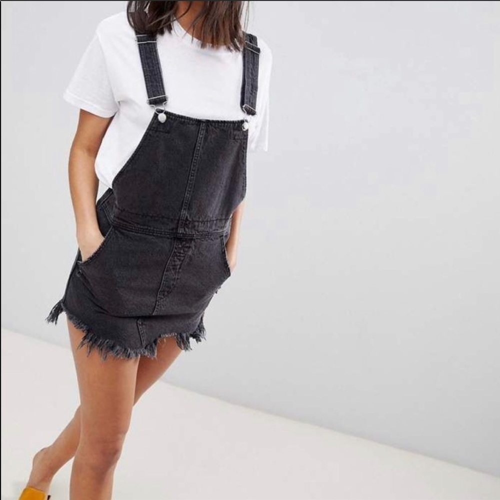 Free People Gray Denim Skirt Overalls
